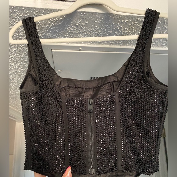FRAME | Black Beaded Corset Top / Like New - Picture 3 of 6